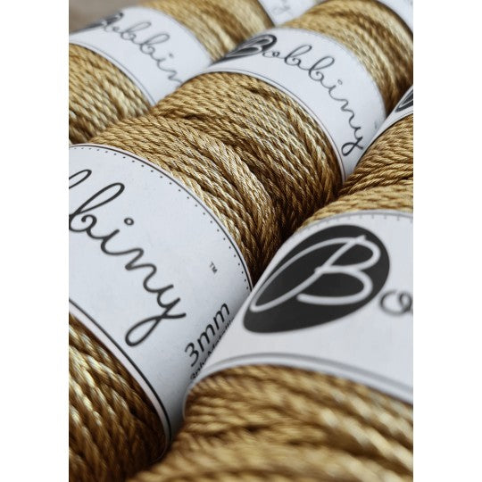 Cuerda torcida 3 mm Bobbiny - Metalizada (50 metros)