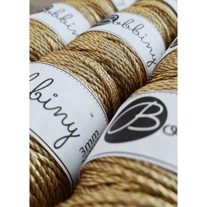 Cuerda torcida 3 mm Bobbiny - Metalizada (50 metros)