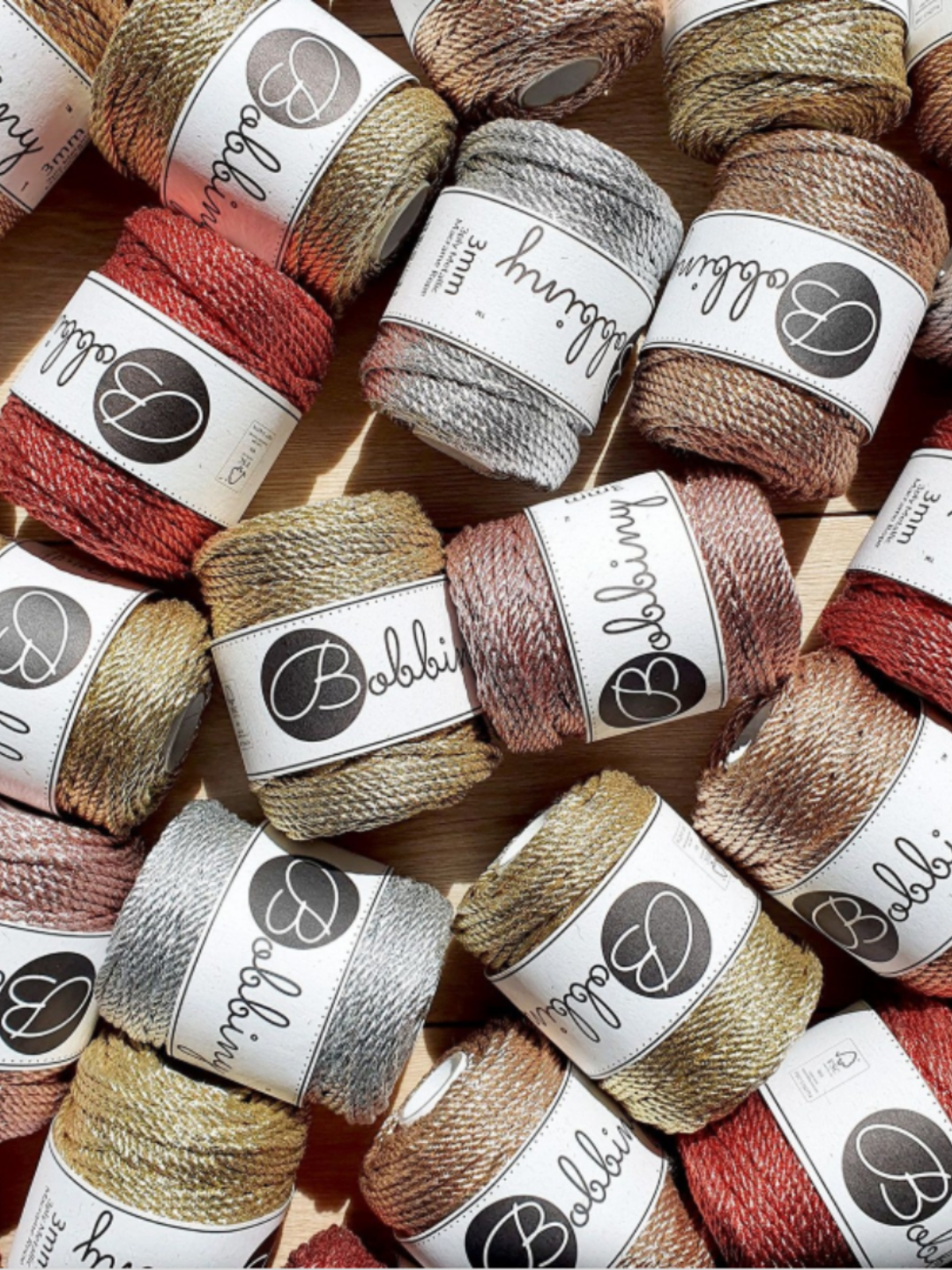 Cuerda torcida 3 mm Bobbiny - Metalizada (50 metros)