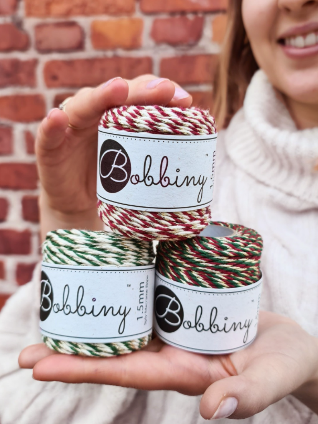 Cuerda torcida 1.5 mm Bobbiny - Línea Holiday (35 metros)