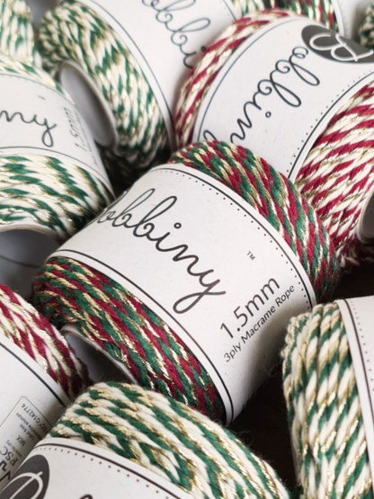 Cuerda torcida 1.5 mm Bobbiny - Línea Holiday (35 metros)