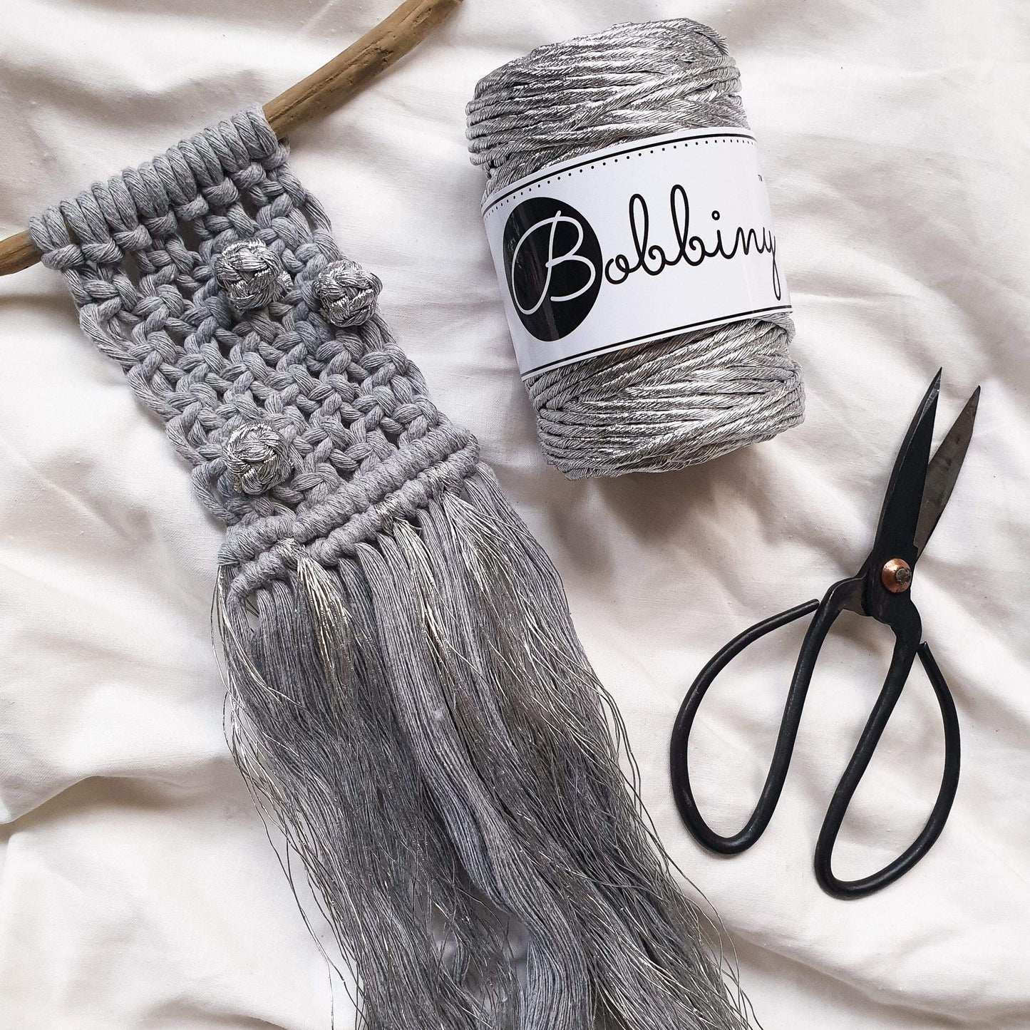 Cuerda peinada 3 mm Bobbiny - Metalizada (50 metros)